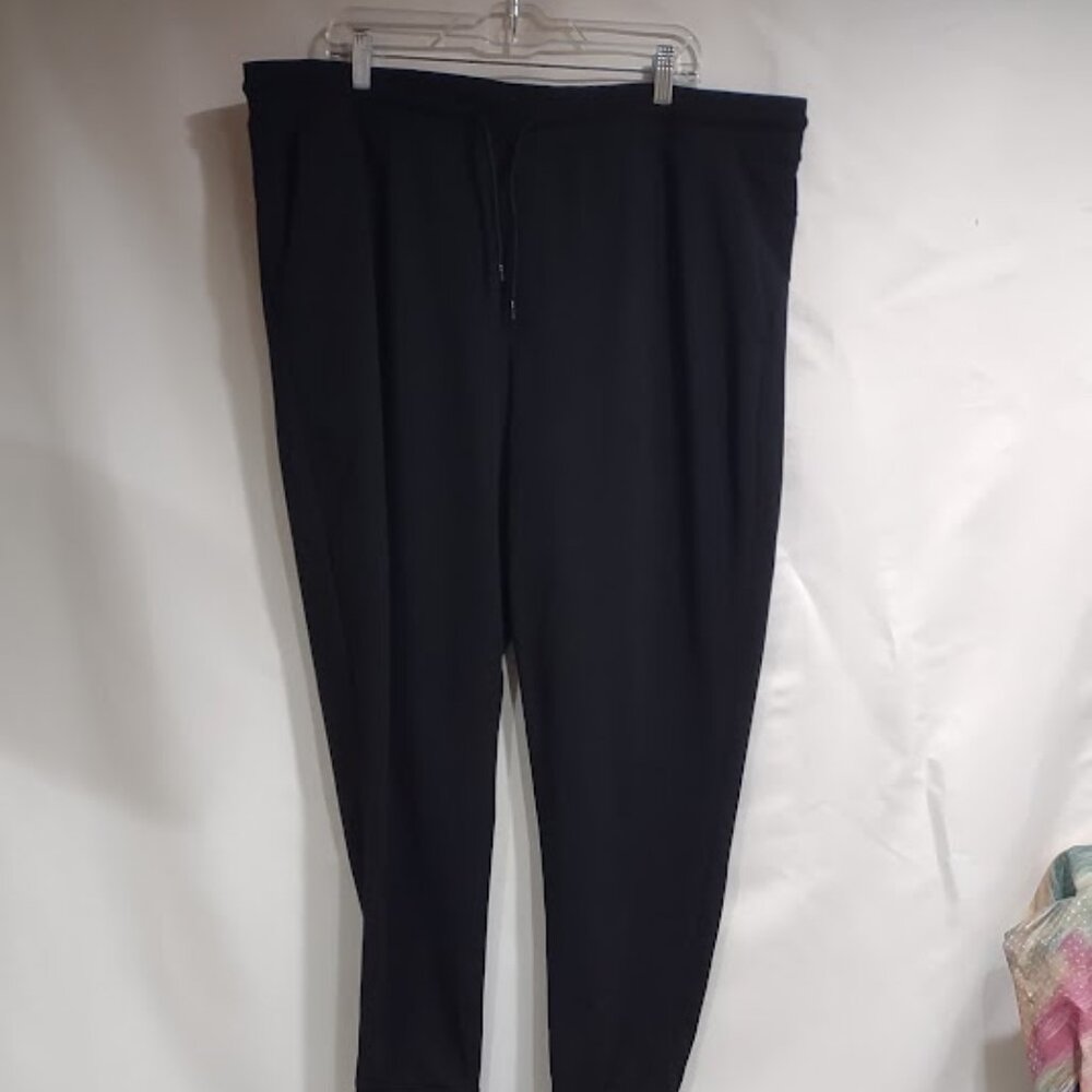 ATHLETIC WORKS BLACK  JOGGERS STRETCH BACK ZIP & 2 SIDE POCKETS DRAWSTRING 2XL